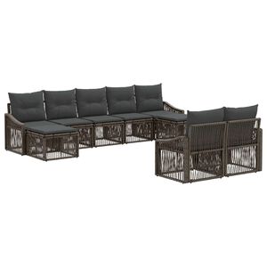 vidaXL Ensemble de canap&eacute; de jardin 9 pc Gris polyrotin