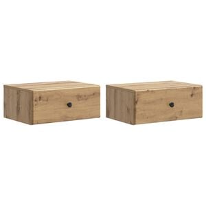 vidaXL Cabinet de chevet mural 2 pcs Ch&ecirc;ne artisanal 49 x 34,5 x 20 cm