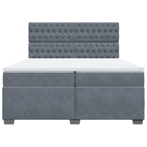 vidaXL Sommier &agrave; lattes de lit et matelas Gris fonc&eacute; 200x200cm Velours