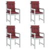 vidaXL Coussins de chaise dossier bas lot de 4 rouge bordeaux m&eacute;lang&eacute;