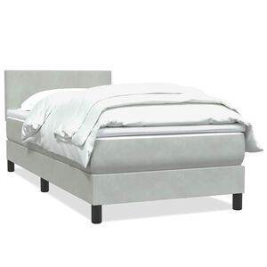 vidaXL Sommier &agrave; lattes de lit et matelas gris clair 90x220 cm velours