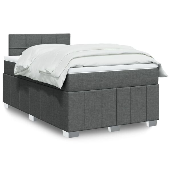 vidaXL Sommier &agrave; lattes de lit avec matelas gris fonc&eacute; 120x190cm tissu