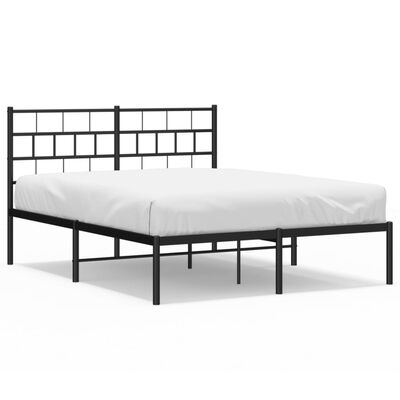 vidaXL Cadre de lit métal sans matelas avec tête de lit noir 135x190cm