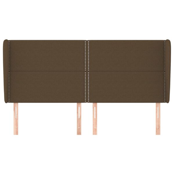 vidaXL T&ecirc;te de lit avec oreilles Marron fonc&eacute; 183x23x118/128 cm Tissu