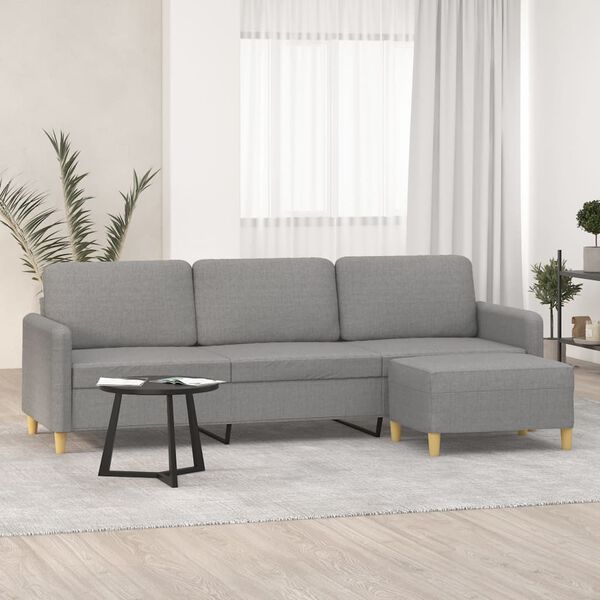 vidaXL Canap&eacute; &agrave; 3 places avec repose-pieds Gris clair 210 cm Tissu