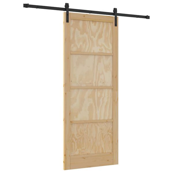 vidaXL Porte coulissante Naturel et Noir 86 x 211 cm Pin massif