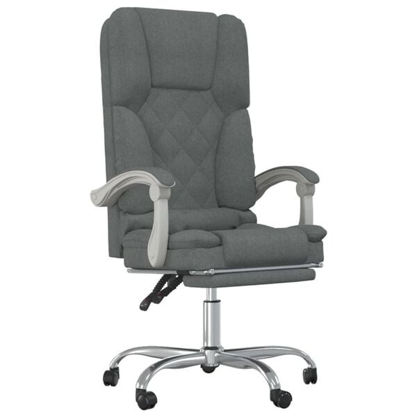 vidaXL Fauteuil de massage inclinable de bureau Gris foncé Tissu