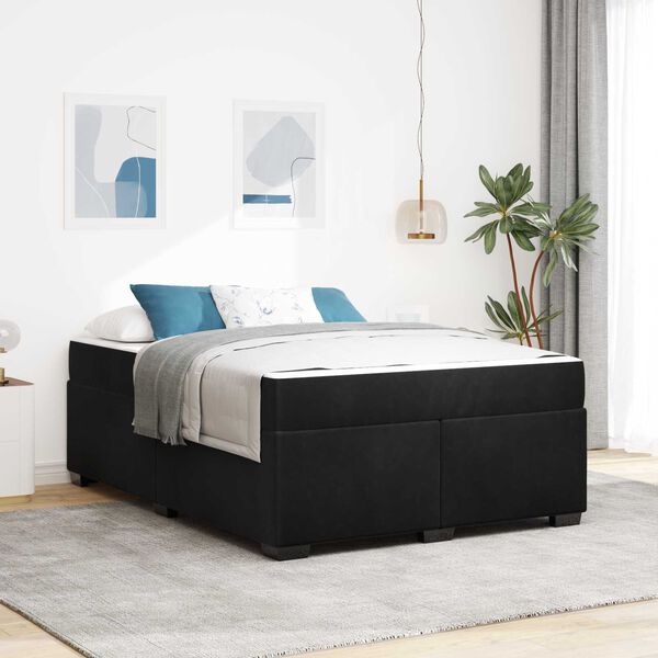 vidaXL Cadre de lit avec matelas Noir 140 x 200 cm Velours