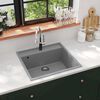 vidaXL &Eacute;vier de cuisine avec trou de trop-plein Gris Granit