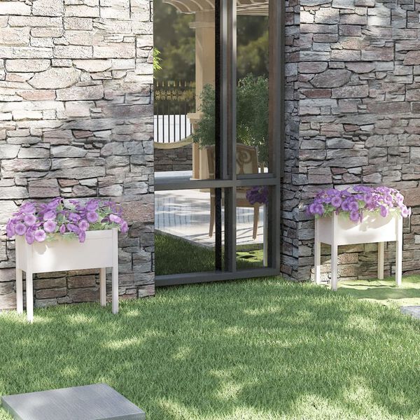 vidaXL Jardini&egrave;res 2 pcs Blanc 70x31x70 cm Bois de pin massif