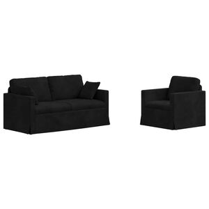vidaXL Ensemble de Canap&eacute;s 2 pc Noir Velours