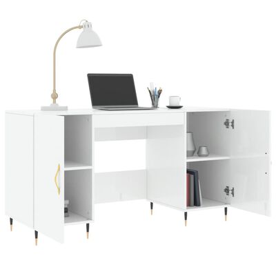 vidaXL Bureau Blanc brillant 140x50x75 cm Bois d'ingénierie