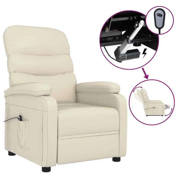 vidaXL Fauteuil inclinable électrique Crème Similicuir
