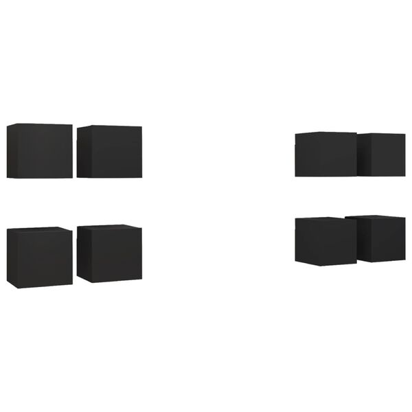vidaXL Meubles TV muraux 8 pcs Noir 30,5x30x30 cm