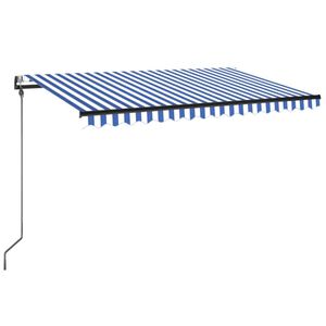 vidaXL Auvent automatique capteur de vent/LED 300x250 cm Bleu et blanc