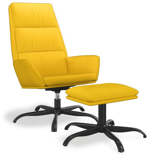 vidaXL Chaise de relaxation avec repose-pied Jaune moutarde Velours
