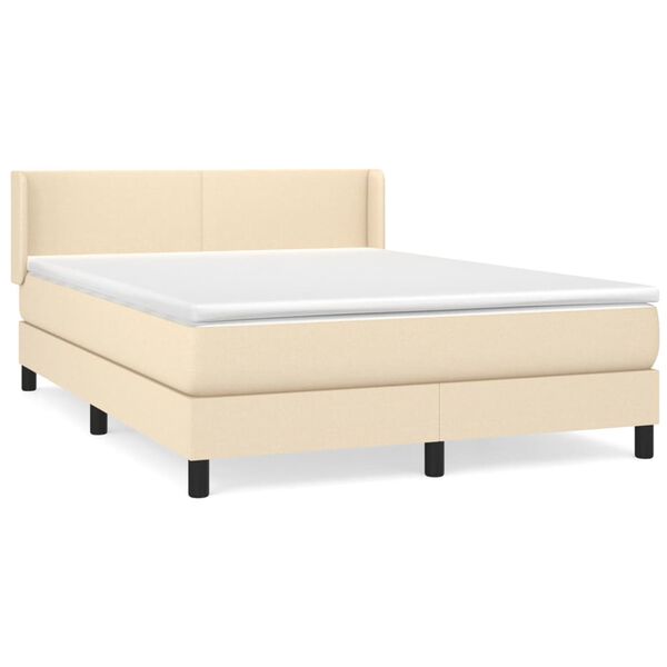 vidaXL Sommier &agrave; lattes de lit avec matelas Cr&egrave;me 140x200 cm Tissu