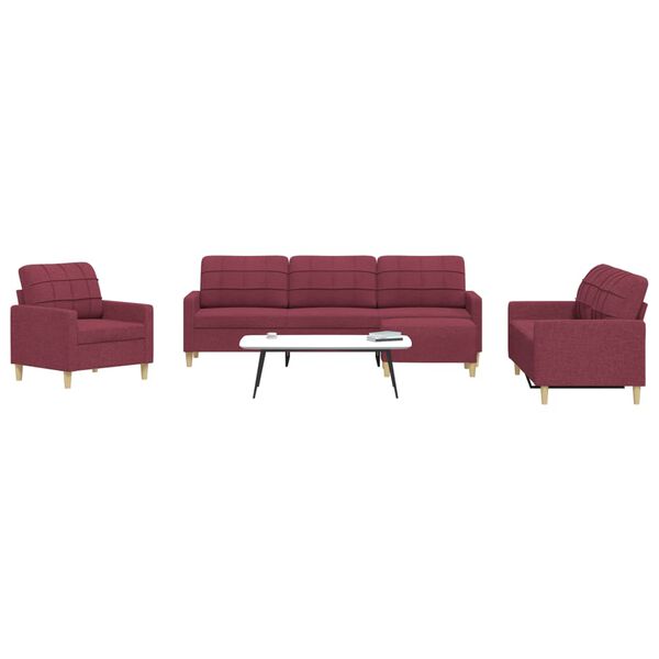 vidaXL Ensemble de canap&eacute;s 4 pcs avec repose-pied rouge bordeaux tissu
