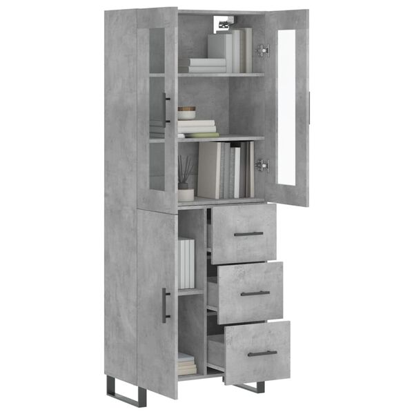 vidaXL Buffet haut Gris b&eacute;ton 69,5x34x180 cm Bois d'ing&eacute;nierie