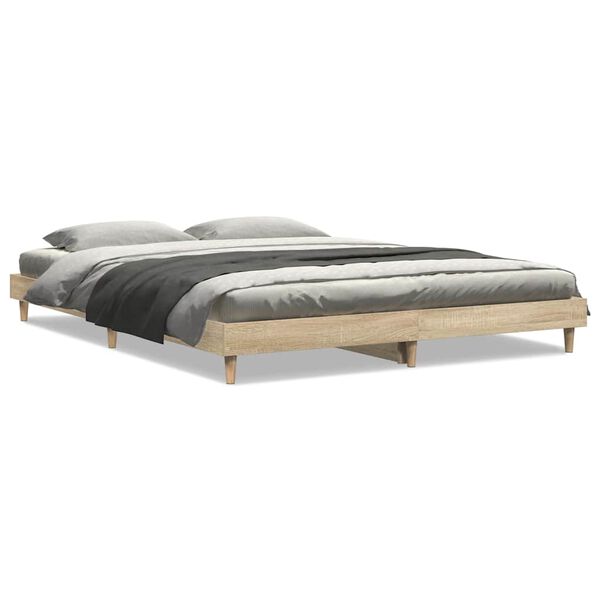vidaXL Cadre de lit sans matelas ch&ecirc;ne sonoma 135x190 cm