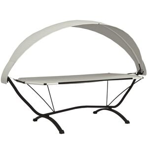 vidaXL Lit de repos d'ext&eacute;rieur et auvent Cr&egrave;me Acier et tissu Oxford