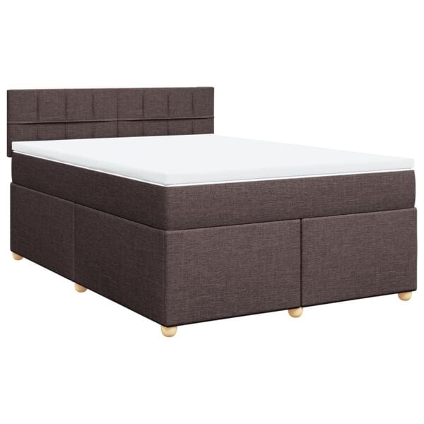 vidaXL Sommier &agrave; lattes de lit avec matelas Marron fonc&eacute; 140x190 cm