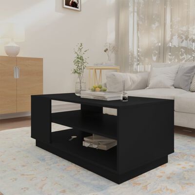 vidaXL Table basse noir 102x55x43 cm bois d'ingénierie