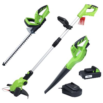 vidaXL Set d'outils électriques jardin sans fil 3pcs chargeur/batterie