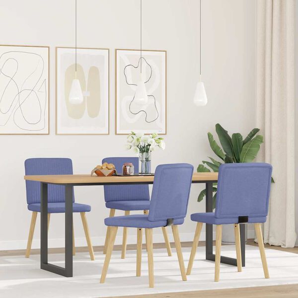 vidaXL Chaises &agrave; manger lot de 4 bleu jean tissu