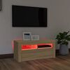 vidaXL Meuble TV avec lumières LED chêne sonoma 90x35x40 cm