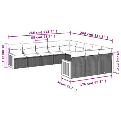 vidaXL Salon de jardin 11 pcs avec coussins noir résine tressée