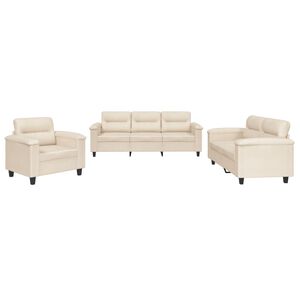vidaXL Ensemble de canap&eacute;s 3 pcs avec coussins beige tissu microfibre