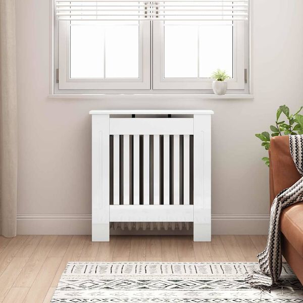 vidaXL Cache-Radiateur Blanc brillant 78 x 19 x 81,5 cm