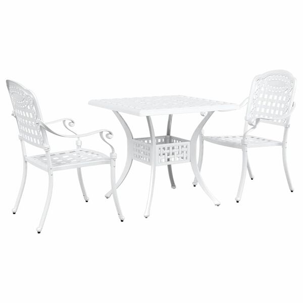 vidaXL Ensemble de tables de jardin 3 pcs Blanc Aluminium coul&eacute;