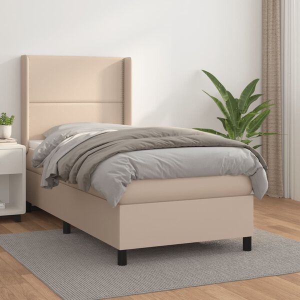 vidaXL Sommier &agrave; lattes de lit avec matelas Cappuccino 90x200 cm