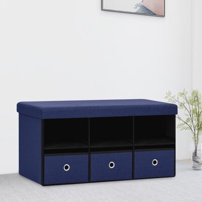 vidaXL Banc de rangement pliable Bleu 76x38x38 cm Faux lin