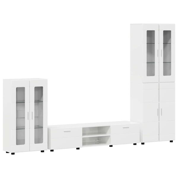 vidaXL Ensemble meuble TV FLORIN Blanc brillant Bois d'ing&eacute;nierie