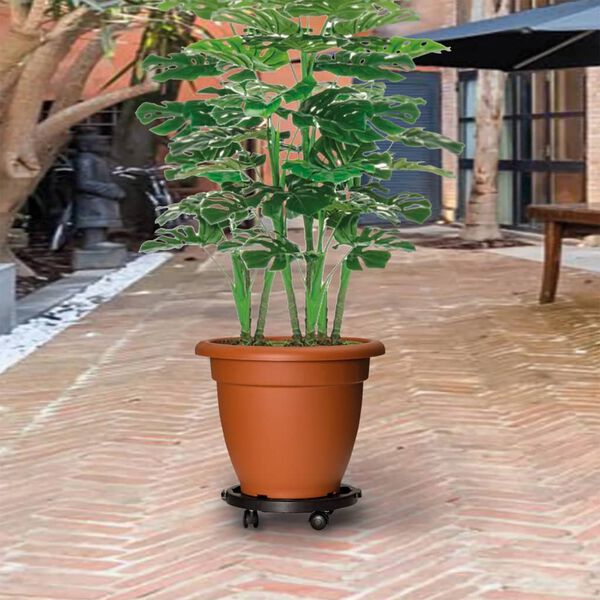 vidaXL Support sur roulettes pour plantes Diamètre 30 cm Noir 170 kg
