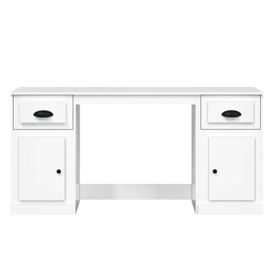 vidaXL Bureau avec armoire blanc brillant bois d'ingénierie