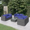 vidaXL Salon de jardin 7 pcs avec coussins r&eacute;sine tress&eacute;e gris