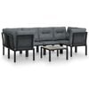 vidaXL Salon de jardin 7 pcs noir et gris r&eacute;sine tress&eacute;e