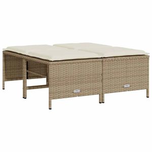 vidaXL Tabourets de jardin avec coussins lot de 4 beige r&eacute;sine tress&eacute;e