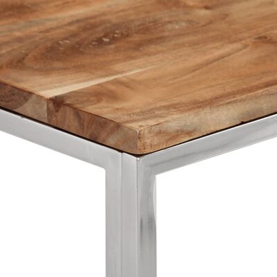 vidaXL Table console argenté acier inoxydable et bois massif d'acacia