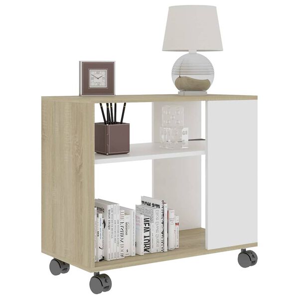 vidaXL Table d'appoint Blanc ch&ecirc;ne sonoma 70x35x55cm Bois d'ing&eacute;nierie