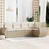 vidaXL Salon de jardin avec coussins 5 pcs beige r&eacute;sine tress&eacute;e