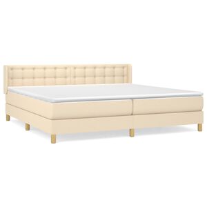 vidaXL Sommier &agrave; lattes de lit avec matelas Cr&egrave;me 180x200 cm Tissu