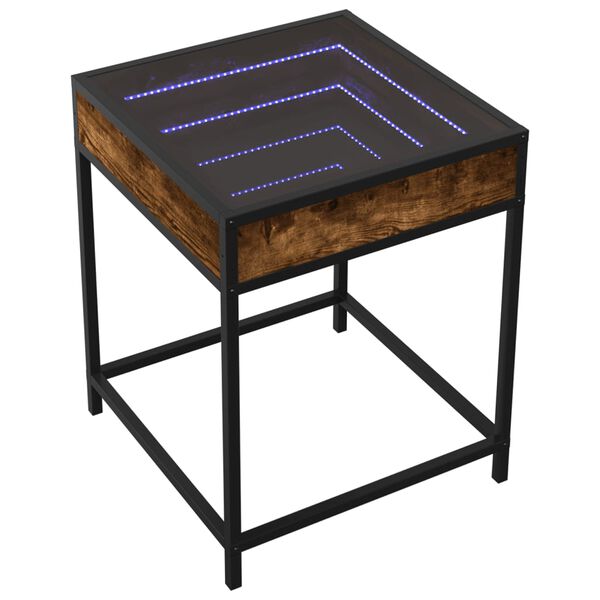 vidaXL Table de chevet avec LED infini chêne fumé 40x40x51 cm