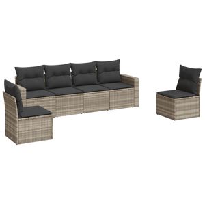 vidaXL Salon de jardin 6 pcs avec coussins gris clair r&eacute;sine tress&eacute;e