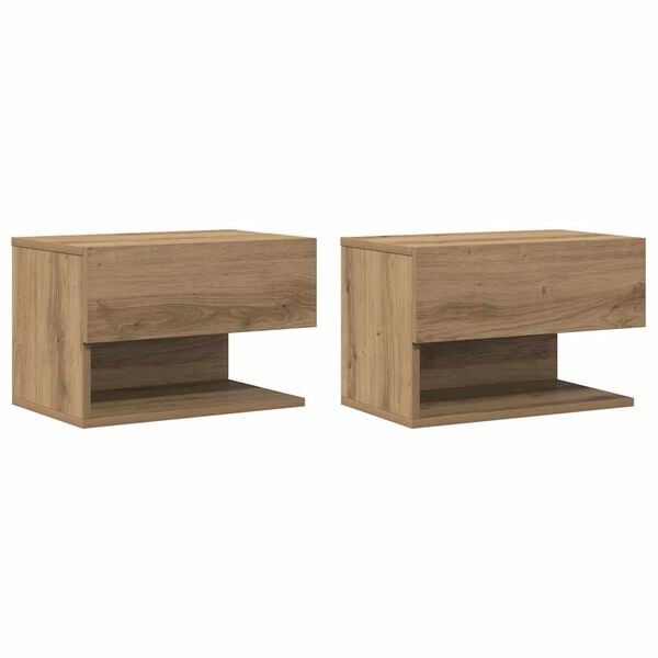 vidaXL Tables de chevet murales 2 pcs ch&ecirc;ne artisanal