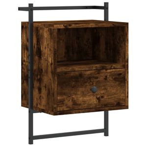 vidaXL Table de chevet murale ch&ecirc;ne fum&eacute; 40x30x61 cm bois d'ing&eacute;nierie